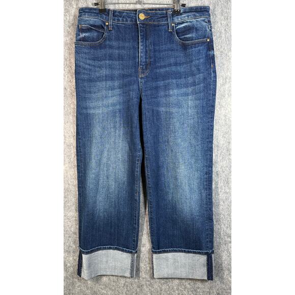 Kut from the Kloth Denim - EUC KUT From The Kloth Sienna High Rise Wide Leg Size 8 Jeans Folded Cuff
